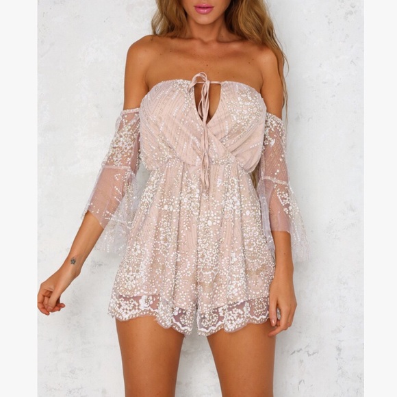 💋💋Free Life Rose Gold Sparkling Romper - Picture 4 of 6